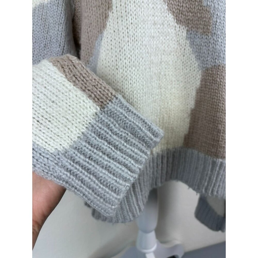 Wooden Ships women's small medium beige‎ cream camo knit oversized sweater - Picture 3 of 7